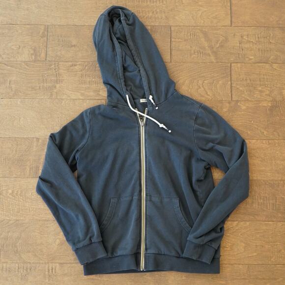 Marine Layer Full Zip Hoodie Womens Small Black Charcoal Long Sleeve Drawstring - Picture 7 of 10